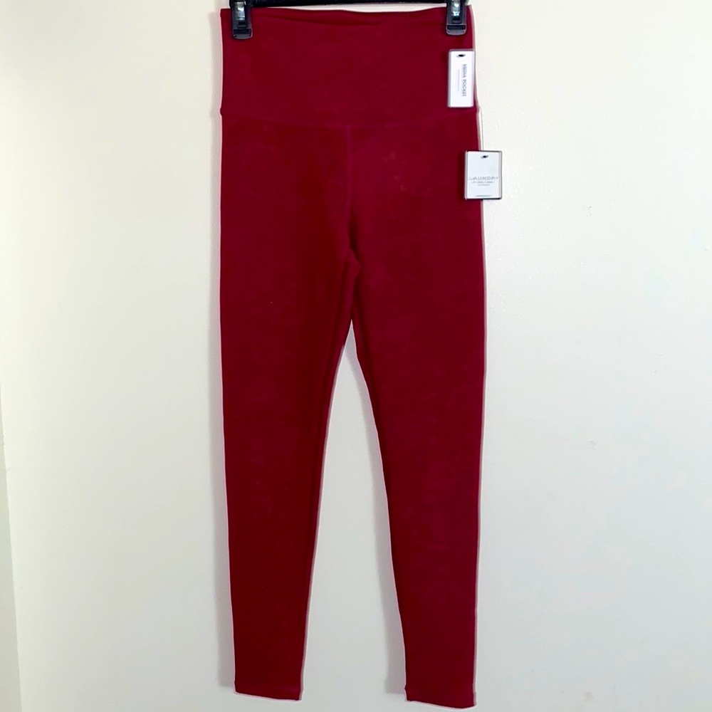 Laundry By Shelli Segal Burgundy Tonal Floral Print Legging